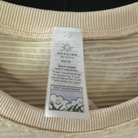 Aerie - Cream Stretch Crop Top, XS, - Picture 2 of 6